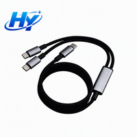 Cable de Carga Rápida USB C a C 2 en 1, Cable de Carga Tipo C Multifunción con Trenzado de Nailon para Teléfono