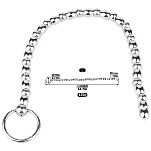 36 cm Acier inoxydable, Dilatateur urétral à billes lisses pour stimulation et massage de la prostate masculine, type œil de cheval - Product Image 1