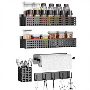 Portaspezie Magnetico in Metallo da Parete Personalizzato, Set da 5 Pezzi, Portarotolo per Frigorifero, Organizzatore per Utensili - Product Image 1