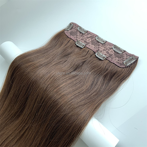 Vendeurs de cheveux vierges en gros Extensions de cheveux à <span class=keywords><strong>clip</strong></span> sans couture Extensions de cheveux à <span class=keywords><strong>clip</strong></span> Sac en PVC Double trame de cheveux brésiliens fabriquée à la machine - Product Image 4