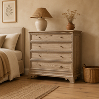 Commode de rangement à 4 tiroirs en chêne massif, style palais moderne, artisanale et modulaire, pour chambre principale de villa de luxe