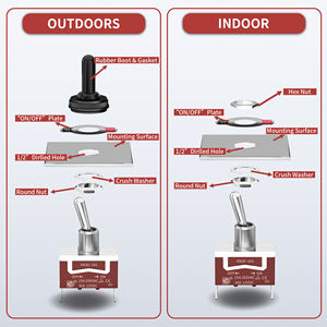 Interrupteur à bascule 30A 12V ON OFF avec cache-bottes, interrupteur électrique robuste SPST 2 broches, étanche - Product Image 5