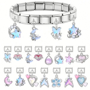 Italian Style DIY Multifunctional Creative Stainless Steel <b>Bracelet</b> Sweet Retro Pendant Accessories Modular Steel Color Charm - Product Image 3