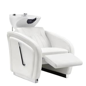 Sillón de Lavacabezas Hidráulico Negro para Salón, Unidad de Lavado de Cuero PU, Estación de Lavado para Barbería, Mobiliario Comercial - Product Image 1