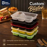 Barquette thermoformée personnalisée avec logo, emballage jetable en PP pour pain, boîte à bento micro-ondable à 5 compartiments pour plats à emporter