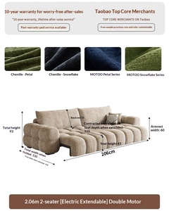 Canapé convertible multifonctionnel électrique en tissu chenille au design moderne, réglable et rétractable, à double usage intégré - Product Image 6