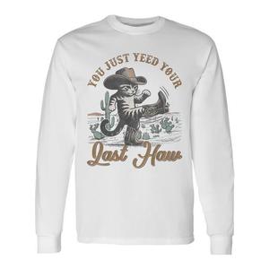 Camiseta de manga larga Western Cat Cowboy con diseño You Just Yeed Your Last Haw - Product Image 1
