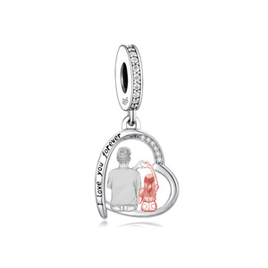 Misura il braccialetto originale Pan charm 925 in argento Sterling padre figlia per sempre amico mio papà mio eroe perlina per la creazione di gioielli da donna - Product Image 6