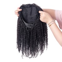 Perruque mi-tête bouclée 4A4B en cheveux humains 100% de haute qualité, double épaisseur, fabriquée à la machine, sans dentelle, facile à installer