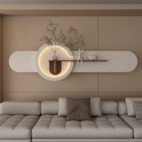 Tableau LED 3D en sable mouvant avec plante verte, style nature morte, panneau mural décoratif, emballage en boîte, style crème, pour salon et chambre à coucher