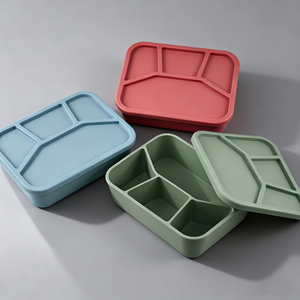 Lonchera Infantil de Silicona de Lujo a Prueba de Fugas con Diseño Bento de 4 Compartimentos, Apta para Lavavajillas y Ecológica para Guardar Refrigerios Escolares - Product Image 1