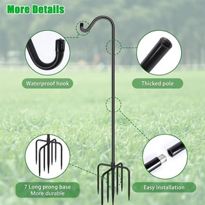 Poteau de mangeoire à oiseaux réglable de 76 pouces de haut robuste pour jardin extérieur Base à 7 broches avec crochet pour bergers pour l'observation des oiseaux dans l'arrière-cour - Product Image 3