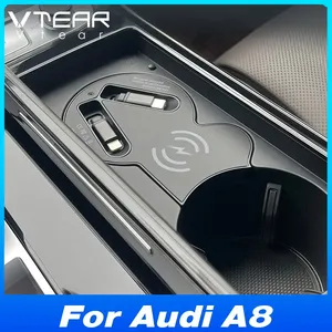 Station d'accueil pour voiture Vtear, double chargeur sans fil rétractable 15W, accessoires intérieurs décoratifs pour <span class=keywords><strong>Audi</strong></span> A8 4H 2010-2017 - Product Image 1