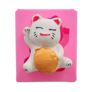 최고의 판매 정교한 중국 행운의 고양이 모양 케이크 장식 도구 베이킹 금형 퐁당 실리콘 금형