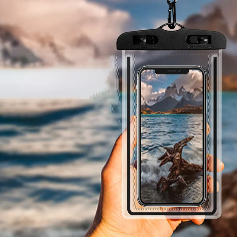 Funda de teléfono impermeable subacuática luminosa para iPhone para teléfono celular Samsung