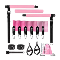180lbs Gym Réglable 3-Section Pilates Bar Stick Avec Bandes Empilables Poignées Porte Ancre Pilates Bar Kit Avec Bandes De Résistance
