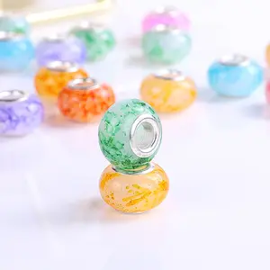 100pcs/Bag Colorful Ink Pattern European Beads Large Hole Resin Rondelle Beads Charm For Bracelet Jewelry Making