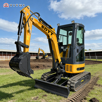 Mini-excavatrice diesel de 3,5 tonnes, excavatrice sur chenilles personnalisée avec accessoires, brise-roche, grappin pour travaux agricoles et de construction, certifiée EPA