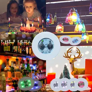 LED bardak yanıp sönen araba bardak tutucu parlayan renkli içecek cam Coaster led şişe ışık ışıkları LED şişe etiketi