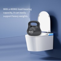 Ensemble WC intelligent et moderne en céramique monobloc avec siphon en P, fonction bidet et distributeur de savon liquide, réservoir encastré mural à chasse lente pour salle de bain