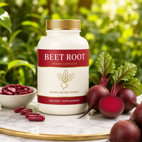 Capsules de poudre de racine de betterave de marque privée OEM, extrait de betterave 1300MG, soutien énergétique et immunitaire