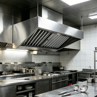Hotte de cuisine professionnelle murale en acier inoxydable SUS 304 avec filtre à déflecteur pour restaurant