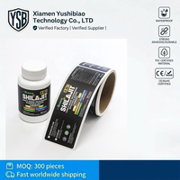 Rouleau d'étiquettes en vinyle PVC imperméable adhésif YSB, autocollants personnalisés avec impression de logo pour l'emballage alimentaire et des bouteilles en verre