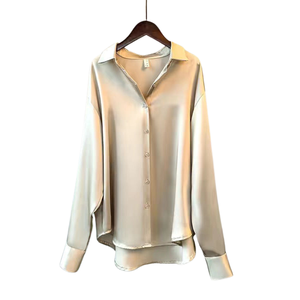 Camicie in Raso per <span class=keywords><strong>Donna</strong></span>, Stile Vintage a Maniche Lunghe, Bluse Eleganti Trasparenti, Camicie Plus Size e Overshirt Femminili - Product Image 3