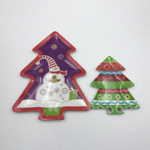 Christmas Tree Melamine <strong>Tray</strong> - Santa &amp; Snowman Pattern | Ideal for Holiday Treats, <strong>Candy</strong>, and Feasts Festive Tableware - Product Image 4