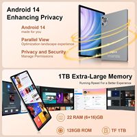 Tablette Android 15 la plus récente de 10,1 pouces, 12 Go de RAM, 256 Go de ROM, processeur octa-core, écran IPS HD 1280x800, appareil photo 13MP, tablette PC