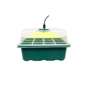 12 Cells Planting Seed Tray Kit Plastic Nursery Pots Plant Germination Box with Dome and Base Garden Grow Box PET Modern