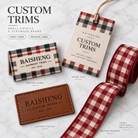 Ruban tissé décoratif multicolore à carreaux pour emballage cadeau et vêtements, marque privée