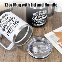 Tasse à café isolée à double paroi de 12oz 16oz avec illustration et couvercles de poignée pour cadeau d'anniversaire de fête des pères
