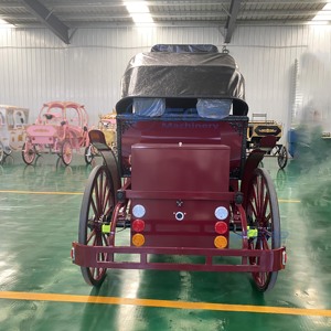 Charrette à chevaux électrique populaire rouge pour le tourisme, style européen, avec auvent pare-soleil, pour mariage, modèle citrouille - Product Image 6