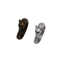 Anneaux en forme de renard pour bijoux DIY, 25x21x8mm, en alliage de zinc gravé, bronze antique, argent antique