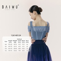 Maillot de Ballet de Manga Corta para Mujer Adulta Baiwu, Serie Denim Veil, Maillot de Práctica de Ballet con Manga Abullonada 126142043