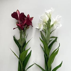 Tissu de soie <span class=keywords><strong>Alstroemeria</strong></span> blanc de haute qualité fleurs de lys artificielles pour la décoration de la maison de mariage du nouvel an avec des pièces de tige - Product Image 3