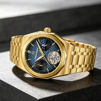 Montre automatique pour homme PAGANI DESIGN E3255, phase de lune, calendrier, squelette, mécanique, verre saphir, or, montre de business