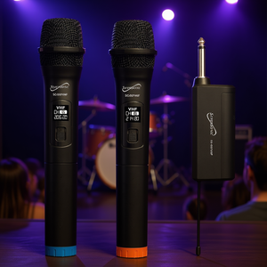 Microfono Wireless Supersonico VHF a Doppio Canale Professionale con Ricevitore Nero Modello D0100H5CKEX - Product Image 2