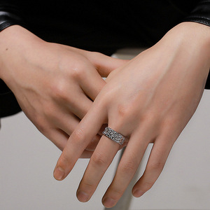 Cross Pattern Men's Ring Geometric Design Index Finger Pinky Jewelry Gift Accessory - Product Image 1