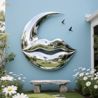 Décoration murale manoir moderne d'extérieur Design créatif Polissage miroir Métal Art abstrait Lèvres géantes en acier inoxydable Sculpture murale
