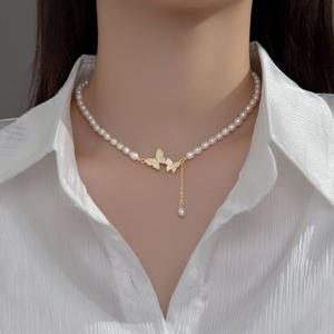 สร้อยคอเงินแท้ S925 รุ่นเกาหลี สไตล์มินิมอล รุ่น D8089 ประดับเพชรซircon สังเคราะห์ทรงสี่เหลี่ยม ดีไซน์ท้องฟ้าเต็มดาว หวานสดใส พร้อมจี้มุก - Product Image 1