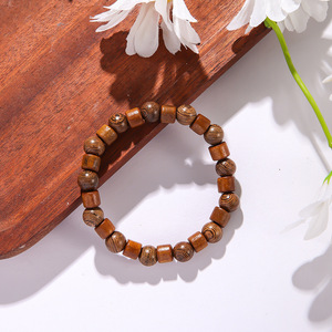 Wooden <b>Bead</b> <b>Bracelet</b> Geometric Shape Unisex Gift Jewelry Elastic Rope <b>Bracelet</b> - Product Image 4