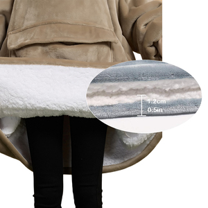 Oem Chất lượng cao cộng với kích thước quá khổ lớn cộng với kích thước flannel Sherpa mặc hoodie chăn trùm đầu áo chăn với tay áo - Product Image 3