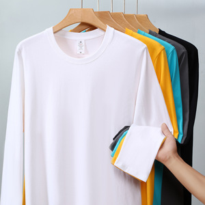 Bán Buôn Tùy Chỉnh Áo Phông Với Logo 220gsm Nhiều Màu Sắc Tinh Khiết Bông Dài Tay Áo Giản Dị Lỏng Thời Trang Phố Áo Thun Cho Nam Giới - Product Image 1