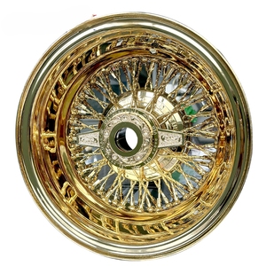 Ruedas Cromadas de Primera Calidad con Diseño de Rayos Dorados 13x7 14x7 para Autos Clásicos, Llantas Cromadas con Rayos - Product Image 1