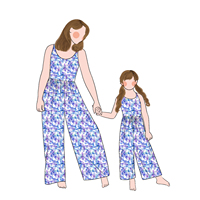 Vente en gros de fibres de protéines de lait, combinaison d'été à bretelles pour maman et moi, barboteuse à jambes pour filles, tenues assorties pour la famille