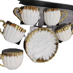 Ensemble de tasses à café turques avec soucoupes et plateau, ensemble de 6 tasses à café en céramique pour double expresso, latte, café moka, thé - Product Image 1