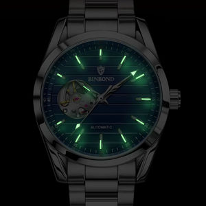Reloj de Pulsera Mecánico Automático de Diseño Minimalista, Esqueleto, Resistente al Agua, para Hombre, de Acero Inoxidable, Luminoso, para Negocios - Product Image 6