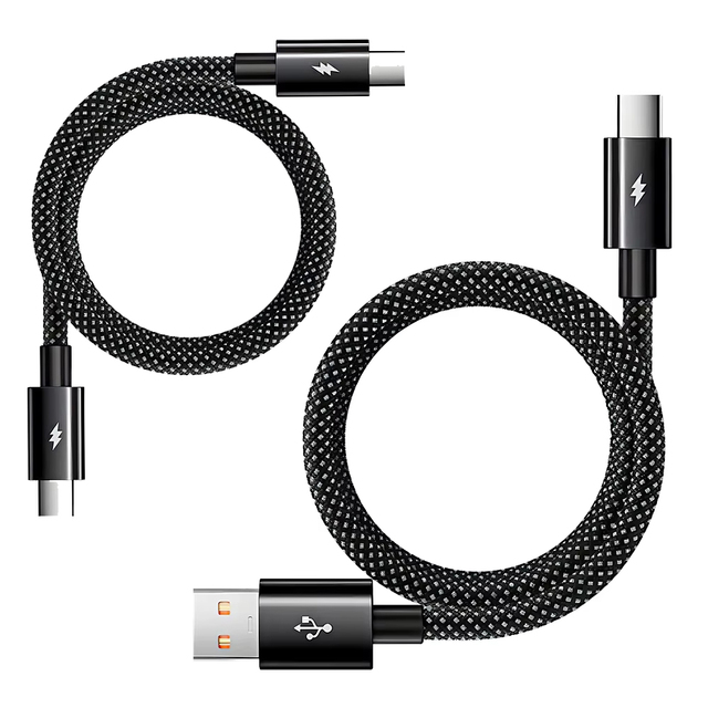 100W Self-Coiling Magnetic Fast Charging Data Cable Braided Type c USB-C Cable PD Fast Charging Cable